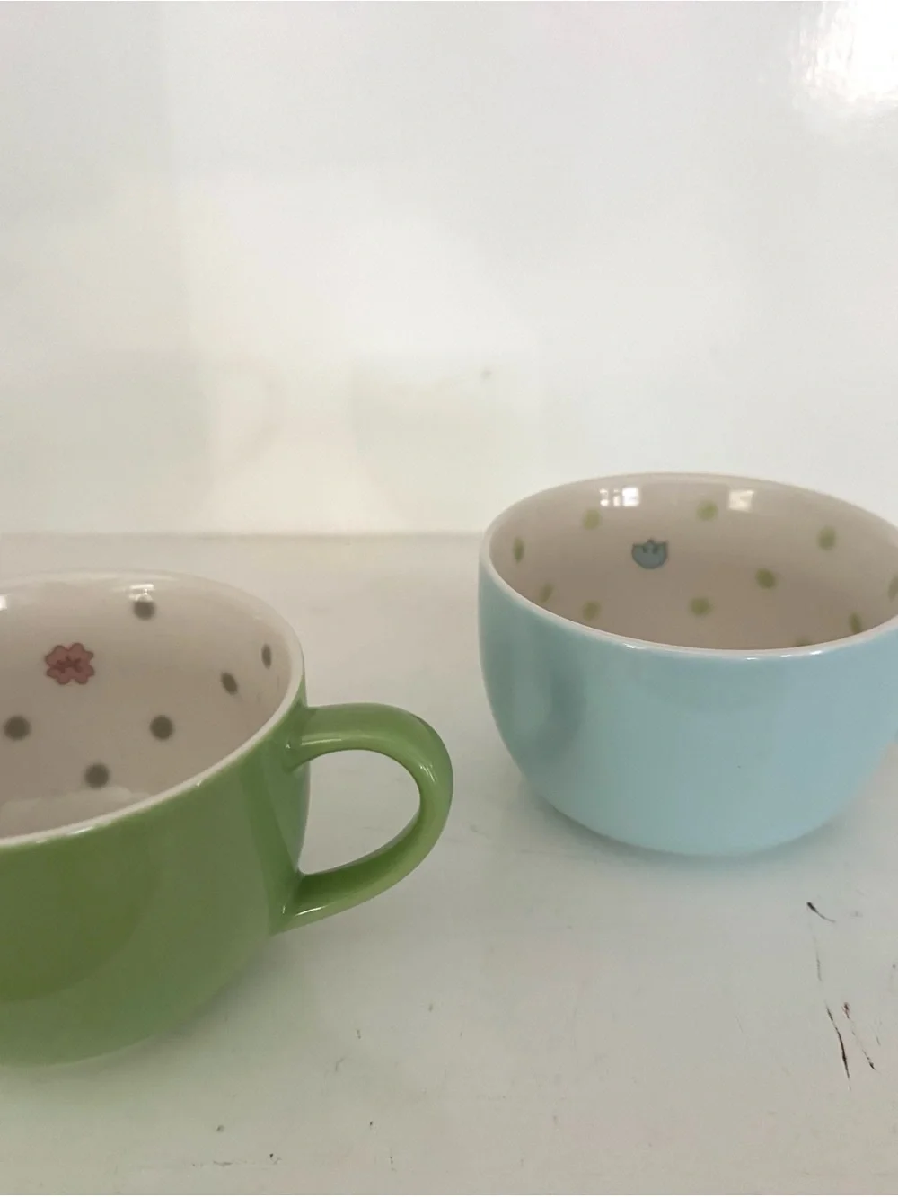 Starbucks Rate Vintage 2005 Green and Light Blue Latte Mug Set
